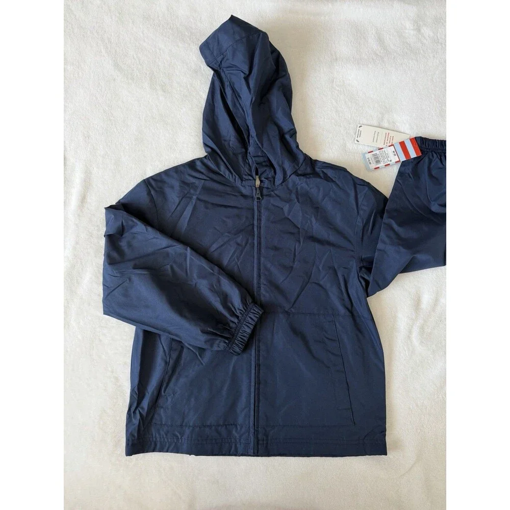 Cat & Jack Boys Hooded Windbreaker Jacket Full Zip Water/Wind Resistant M (8)